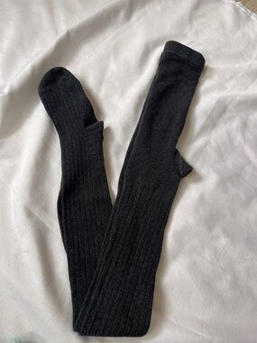 Women's Dark Gray Ribbed tights inseam 31 to tip of toe
